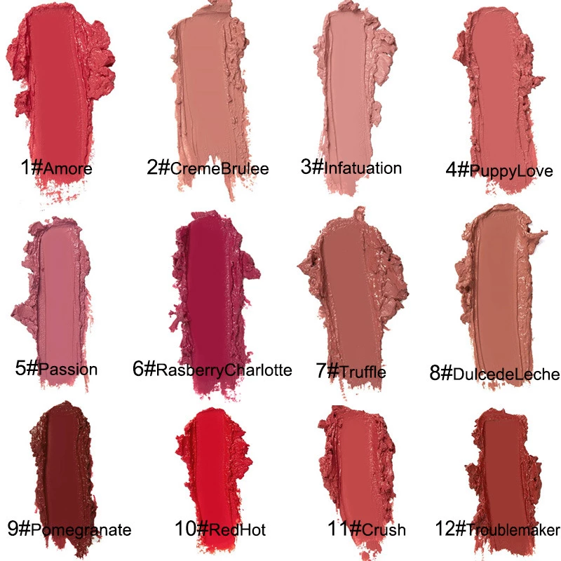 12 Colors Cream Texture Lipstick Waterproof 🔥 -BIG SALE
