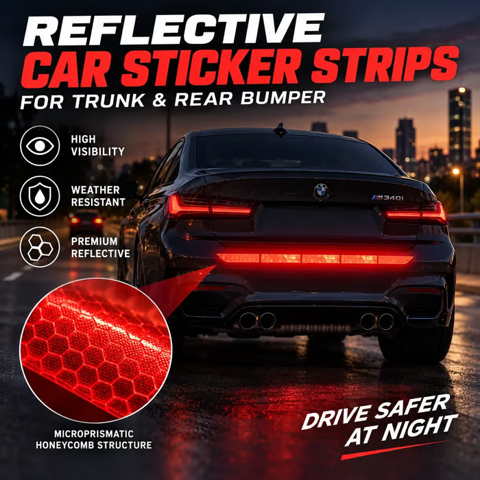 🚗 Reflective Car Sticker Strips for Trunk & Rear Bumper