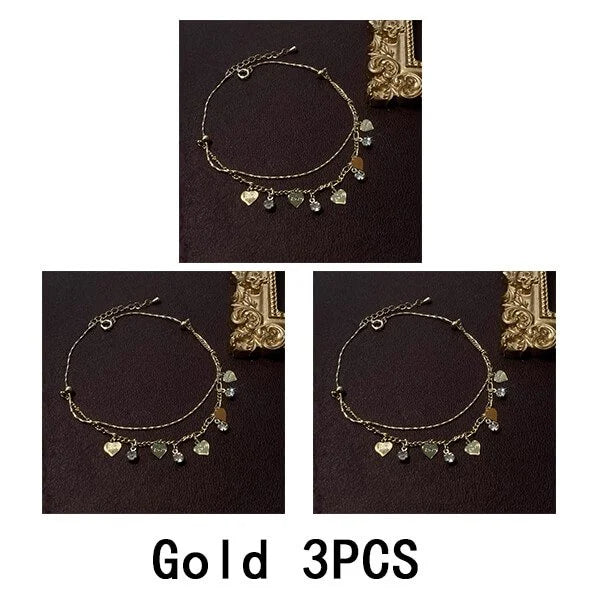 💖Summer Hot Sale🌹Double Layer Heart Anklet