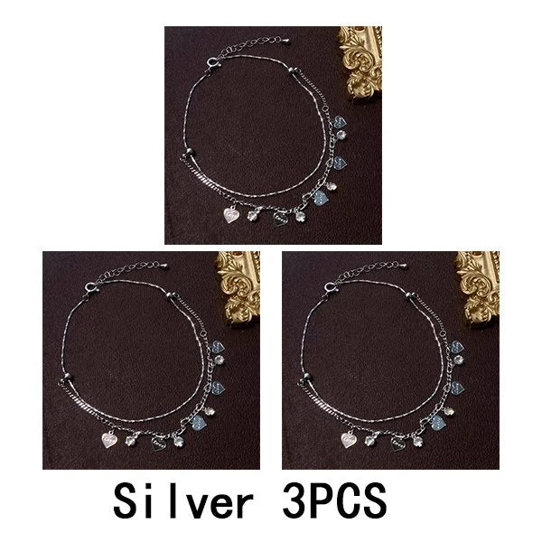 💖Summer Hot Sale🌹Double Layer Heart Anklet